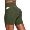 Ewedoos Butt Lifting Biker Shorts Women Tummy Control with Pockets Workout Gym Shorts High Waisted Spandex Yoga Shorts(Moss Green)