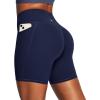 Ewedoos Butt Lifting Biker Shorts Women Tummy Control with Pockets Workout Gym Shorts High Waisted Spandex Yoga Shorts(Navy Blue)