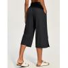 Ewedoos Capri Pants for Women Lightweight Quick Dry Casual Wide Leg Womens Capris Drawstring High Waisted Gaucho Pants(Black)