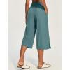 Ewedoos Capri Pants for Women Lightweight Quick Dry Casual Wide Leg Womens Capris Drawstring High Waisted Gaucho Pants(Green)