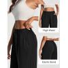 Ewedoos Wide Leg Work Pants Women Pull On Dress Pants Slacks for Women Stretchy Business Casual Outfits Comfort Trousers(Black-petite)