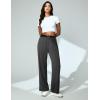 Ewedoos Wide Leg Work Pants Women Pull On Dress Pants Slacks for Women Stretchy Business Casual Outfits Comfort Trousers(Dark Gray-regular)