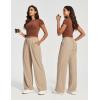 Ewedoos Wide Leg Work Pants Women Pull On Dress Pants Slacks for Women Stretchy Business Casual Outfits Comfort Trousers(Khaki-regular)