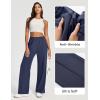 Ewedoos Wide Leg Work Pants Women Pull On Dress Pants Slacks for Women Stretchy Business Casual Outfits Comfort Trousers(Navy-petite)