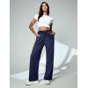 Ewedoos Wide Leg Work Pants Women Pull On Dress Pants Slacks for Women Stretchy Business Casual Outfits Comfort Trousers(Navy-regular)