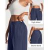 Ewedoos Wide Leg Work Pants Women Pull On Dress Pants Slacks for Women Stretchy Business Casual Outfits Comfort Trousers(Navy-regular)