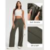 Ewedoos Wide Leg Work Pants Women Pull On Dress Pants Slacks for Women Stretchy Business Casual Outfits Comfort Trousers(Olive Green-regular)