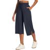 Ewedoos Capri Pants for Women Lightweight Quick Dry Casual Wide Leg Womens Capris Drawstring High Waisted Gaucho Pants(Blue)