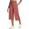 Ewedoos Capri Pants for Women Lightweight Quick Dry Casual Wide Leg Womens Capris Drawstring High Waisted Gaucho Pants(Red)