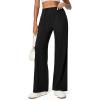 Ewedoos Wide Leg Work Pants Women Pull On Dress Pants Slacks for Women Stretchy Business Casual Outfits Comfort Trousers(Black-petite)