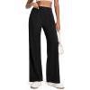 Ewedoos Wide Leg Work Pants Women Pull On Dress Pants Slacks for Women Stretchy Business Casual Outfits Comfort Trousers(Black-regular)