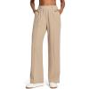 Ewedoos Wide Leg Work Pants Women Pull On Dress Pants Slacks for Women Stretchy Business Casual Outfits Comfort Trousers(Khaki-regular)