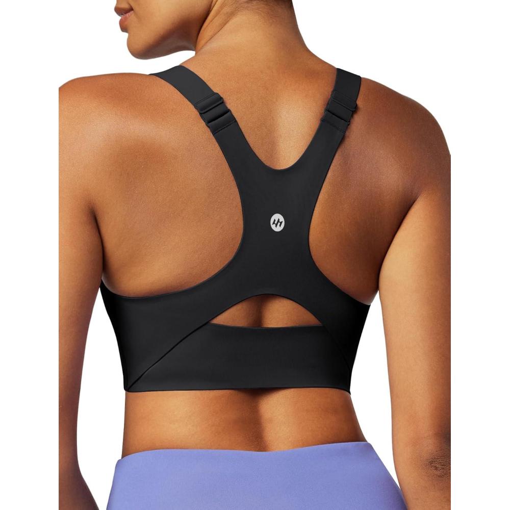 image:imageEwedoos Womens Sports Bras Comfort Yoga Sports Bra Medium Support Racerback Workout Tops Seamless Adjustable Gym BraBlack