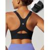 Ewedoos Womens Sports Bras Comfort Yoga Sports Bra Medium Support Racerback Workout Tops Seamless Adjustable Gym Bra(Black)