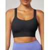 Ewedoos Womens Sports Bras Comfort Yoga Sports Bra Medium Support Racerback Workout Tops Seamless Adjustable Gym Bra(Black)