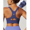 Ewedoos Womens Sports Bras Comfort Yoga Sports Bra Medium Support Racerback Workout Tops Seamless Adjustable Gym Bra(Blue)