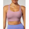 Ewedoos Womens Sports Bras Comfort Yoga Sports Bra Medium Support Racerback Workout Tops Seamless Adjustable Gym Bra(Pink)