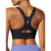 Ewedoos Womens Sports Bras Comfort Yoga Sports Bra Medium Support Racerback Workout Tops Seamless Adjustable Gym Bra(Black)