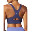 Ewedoos Womens Sports Bras Comfort Yoga Sports Bra Medium Support Racerback Workout Tops Seamless Adjustable Gym Bra(Blue)