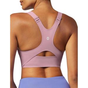Ewedoos Womens Sports Bras Comfort Yoga Sports Bra Medium Support Racerback Workout Tops Seamless Adjustable Gym Bra(Pink)