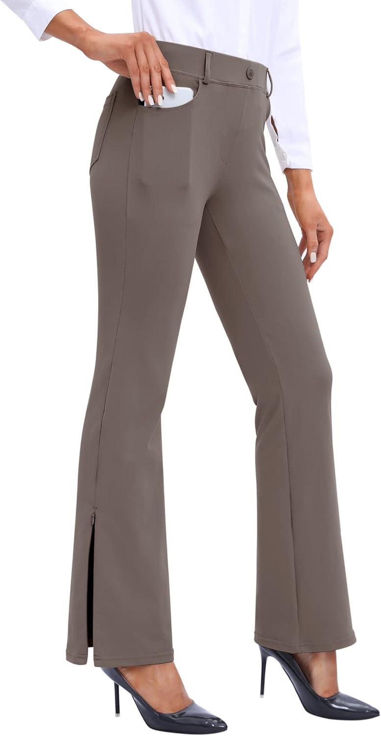 image:imageEwedoos Dress Pants Women Stretchy Work Pants for Women with Pockets Dress Pants Tummy Control Office Casual 31 29Coffee