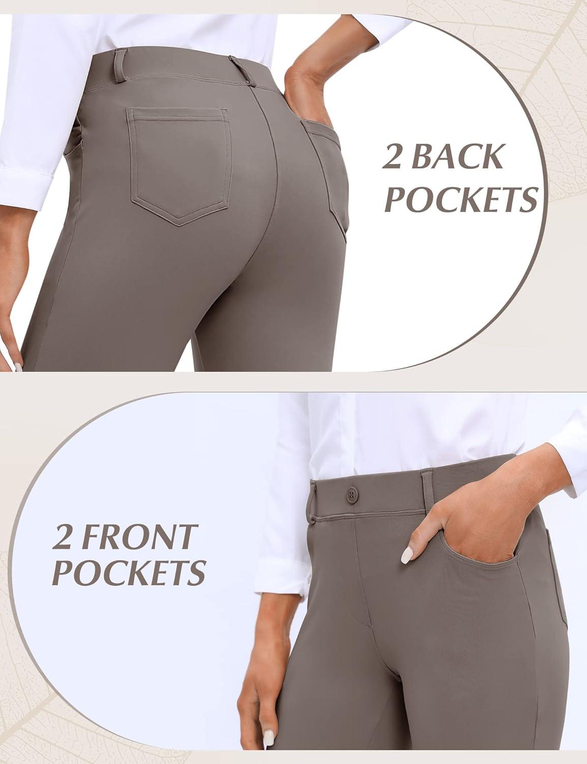 image:imageEwedoos Dress Pants Women Stretchy Work Pants for Women with Pockets Dress Pants Tummy Control Office Casual 31 29Coffee