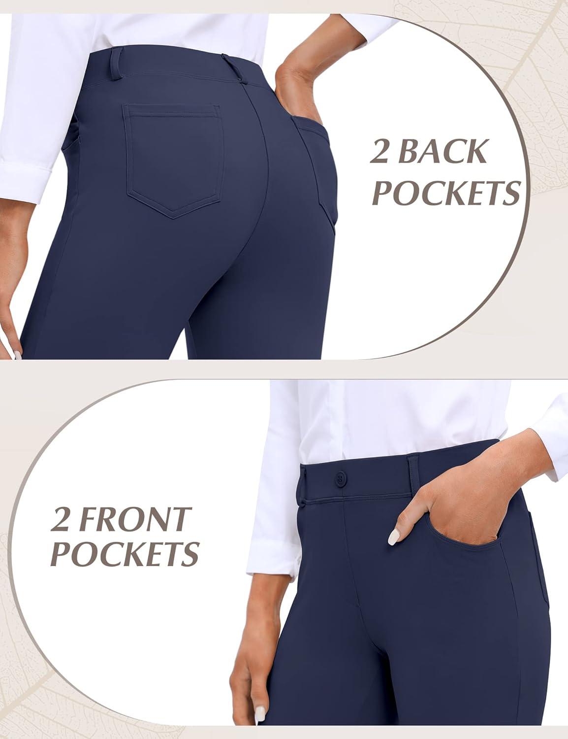 image:imageEwedoos Dress Pants Women Stretchy Work Pants for Women with Pockets Dress Pants Tummy Control Office Casual 31 29Dark Blue