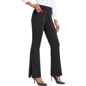 Ewedoos Dress Pants Women Stretchy Work Pants for Women with Pockets Dress Pants Tummy Control Office Casual 31″/ 29″(Black-29″ Petite)