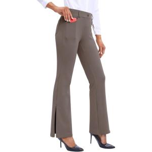 Ewedoos Dress Pants Women Stretchy Work Pants for Women with Pockets Dress Pants Tummy Control Office Casual 31″/ 29″(Coffee)