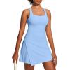 Ewedoos Athletic Dress for Women Tennis Dress with Shorts Underneath Easy Peezy Square Neck Workout Golf Summer Dresses(Aqua Blue)