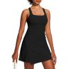 Ewedoos Athletic Dress for Women Tennis Dress with Shorts Underneath Easy Peezy Square Neck Workout Golf Summer Dresses(Jet Black)