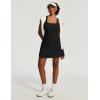 Ewedoos Athletic Dress for Women Tennis Dress with Shorts Underneath Easy Peezy Square Neck Workout Golf Summer Dresses(Jet Black)