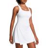 Ewedoos Athletic Dress for Women Tennis Dress with Shorts Underneath Easy Peezy Square Neck Workout Golf Summer Dresses(Pure White)