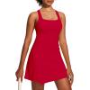 Ewedoos Athletic Dress for Women Tennis Dress with Shorts Underneath Easy Peezy Square Neck Workout Golf Summer Dresses(Racing Red)