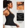 Ewedoos Halter Tops for Women Workout Tank Tops Woman with Built in Bras Double Lined Backless Y2K Trendy Going Out Top(Black)