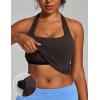 Ewedoos Halter Tops for Women Workout Tank Tops Woman with Built in Bras Double Lined Backless Y2K Trendy Going Out Top(Hot Fudge Brown)