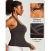 Ewedoos Halter Tops for Women Workout Tank Tops Woman with Built in Bras Double Lined Backless Y2K Trendy Going Out Top(Hot Fudge Brown)