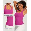 Ewedoos Halter Tops for Women Workout Tank Tops Woman with Built in Bras Double Lined Backless Y2K Trendy Going Out Top(Hot Pink)