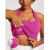 Ewedoos Halter Tops for Women Workout Tank Tops Woman with Built in Bras Double Lined Backless Y2K Trendy Going Out Top(Hot Pink)
