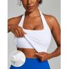 Ewedoos Halter Tops for Women Workout Tank Tops Woman with Built in Bras Double Lined Backless Y2K Trendy Going Out Top(White)