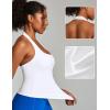 Ewedoos Halter Tops for Women Workout Tank Tops Woman with Built in Bras Double Lined Backless Y2K Trendy Going Out Top(White)