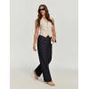 Ewedoos Linen Pants Women, Cotton Linen Breathable Flowy Pant Wide Leg Palazzo Pants for Women Summer Beach Vacation Outfits(Black)