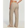 Ewedoos Linen Pants Women, Cotton Linen Breathable Flowy Pant Wide Leg Palazzo Pants for Women Summer Beach Vacation Outfits(Khaki)