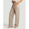Ewedoos Linen Pants Women, Cotton Linen Breathable Flowy Pant Wide Leg Palazzo Pants for Women Summer Beach Vacation Outfits(Khaki)