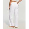 Ewedoos Linen Pants Women, Cotton Linen Breathable Flowy Pant Wide Leg Palazzo Pants for Women Summer Beach Vacation Outfits(White)