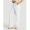 Ewedoos Linen Pants Women, Cotton Linen Breathable Flowy Pant Wide Leg Palazzo Pants for Women Summer Beach Vacation Outfits(White)