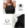 Ewedoos Tank Tops with Built in Bras Longline Sports Bras for Women High Neck Racerback Sports Bra Padded Workout Crop(Black)