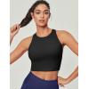 Ewedoos Tank Tops with Built in Bras Longline Sports Bras for Women High Neck Racerback Sports Bra Padded Workout Crop(Black)