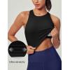 Ewedoos Tank Tops with Built in Bras Longline Sports Bras for Women High Neck Racerback Sports Bra Padded Workout Crop(Black)