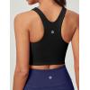Ewedoos Tank Tops with Built in Bras Longline Sports Bras for Women High Neck Racerback Sports Bra Padded Workout Crop(Black)
